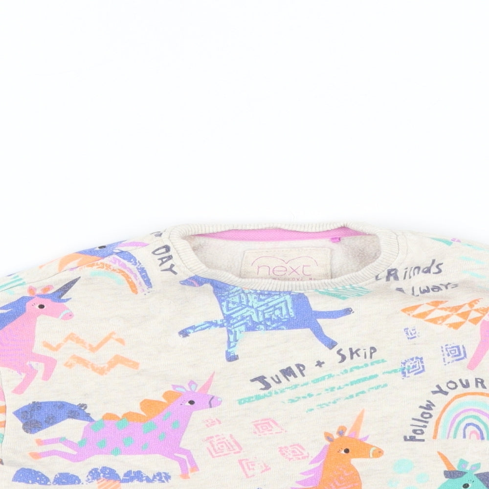 NEXT Girls Ivory   Pullover Jumper Size 18-24 Months  - unicorn rainbow
