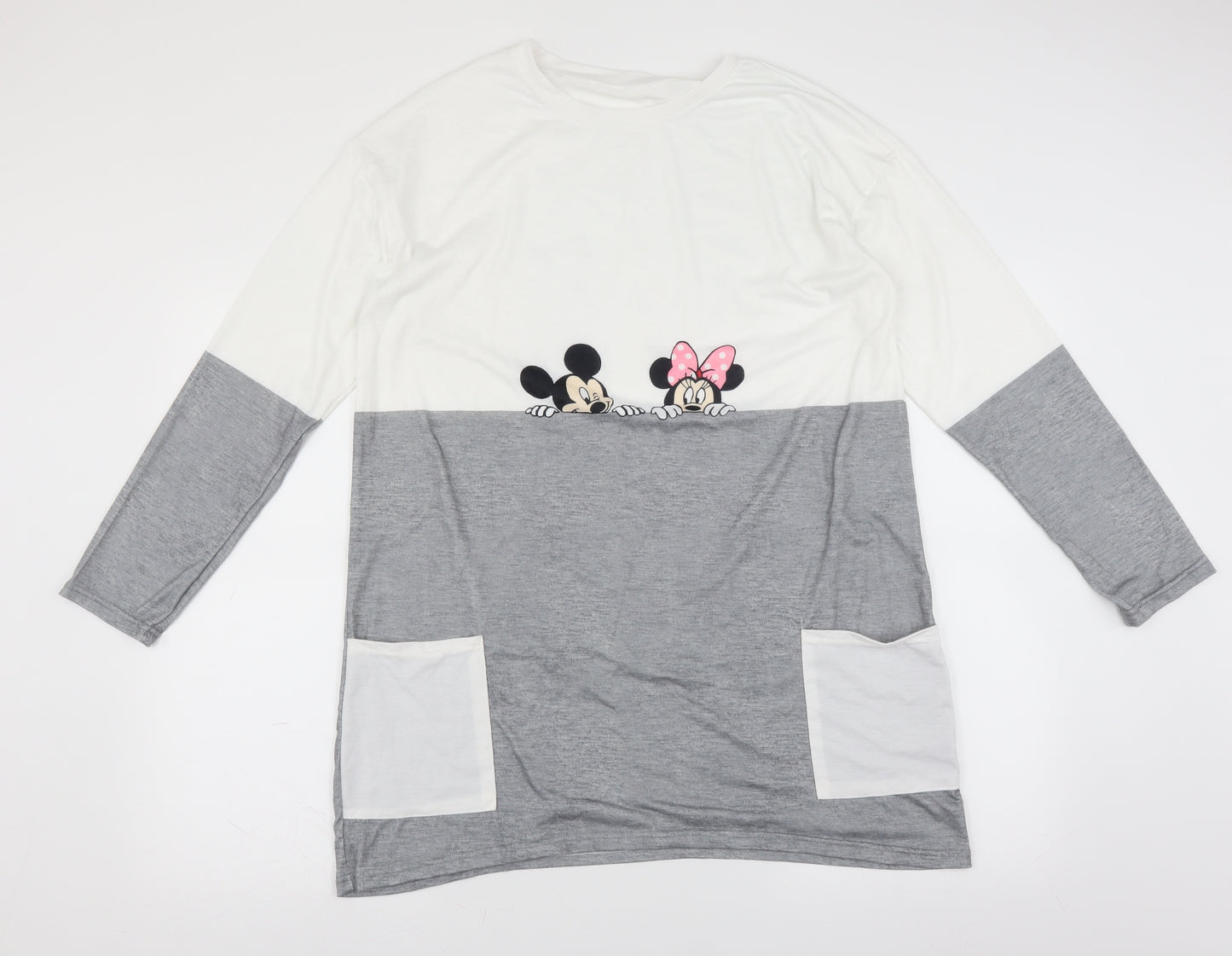 Preworn Womens Grey Solid  Top Nightshirt Size M  - Disney Minnie Mickey Mouse