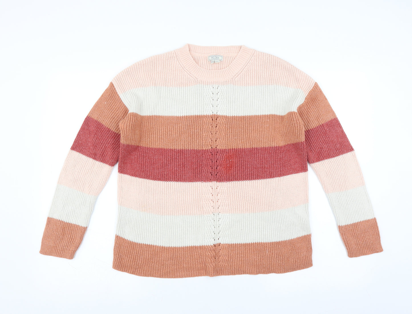 Fat Face Womens Orange Striped  Pullover Jumper Size 12