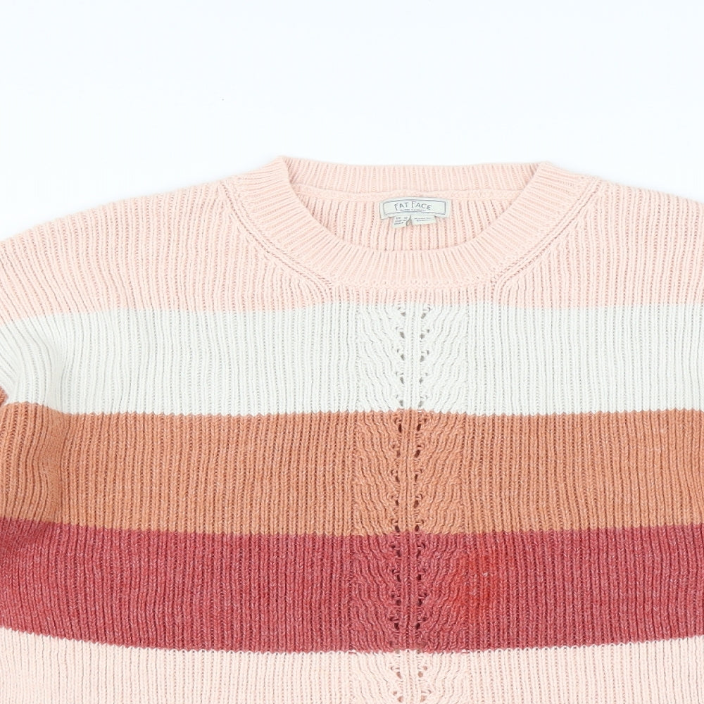 Fat Face Womens Orange Striped  Pullover Jumper Size 12