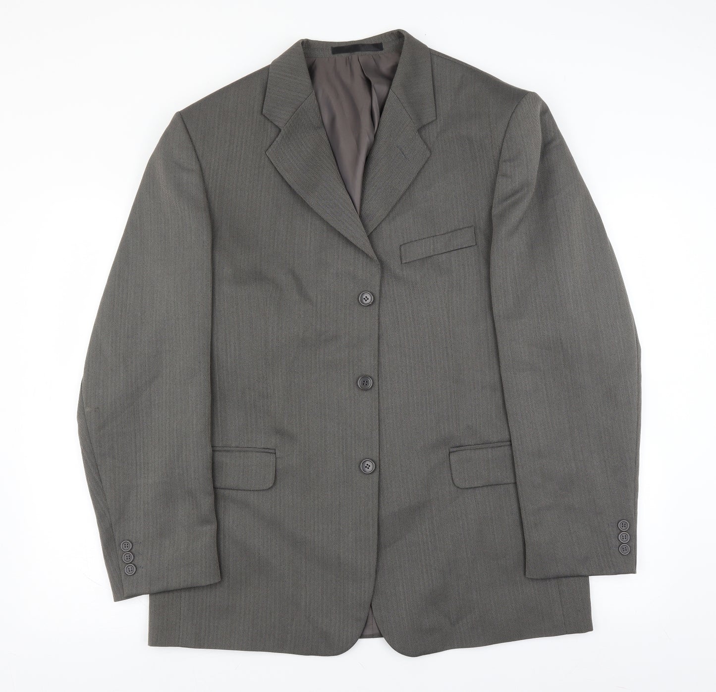 Zantos Mens Grey Herringbone  Jacket Suit Jacket Size 42