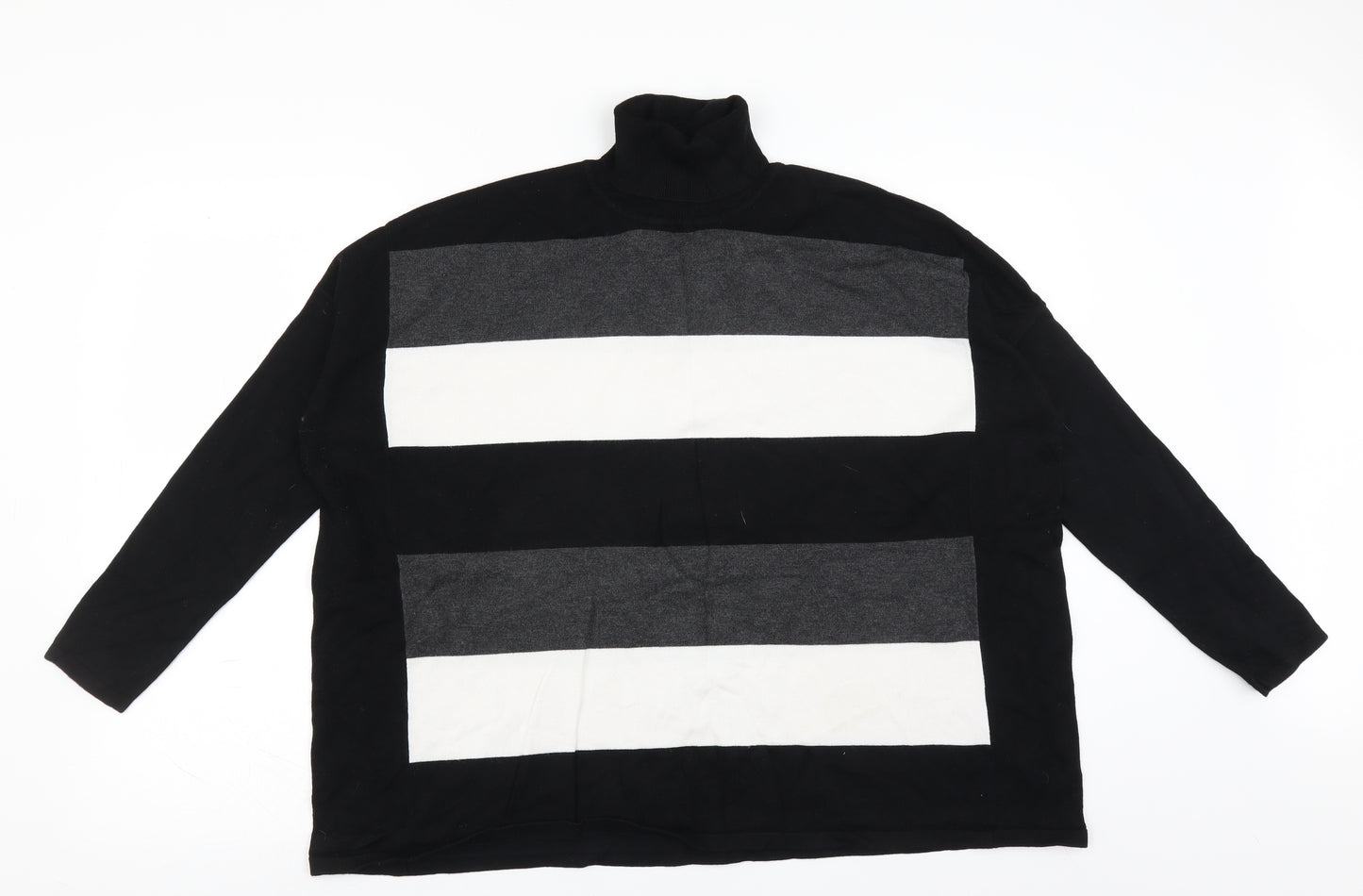 Marble Womens Black Striped  Pullover Jumper Size S