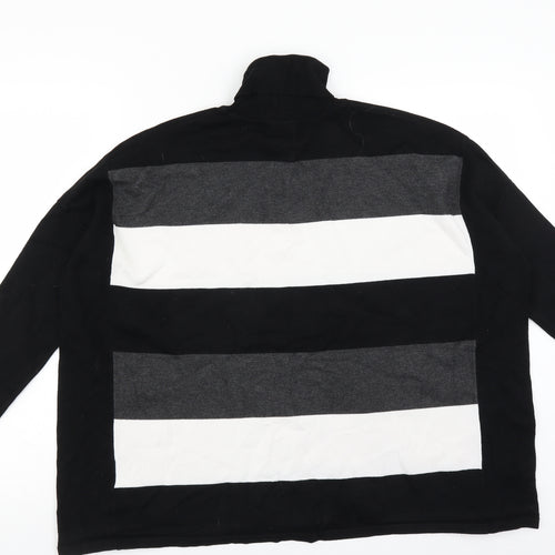 Marble Womens Black Striped  Pullover Jumper Size S