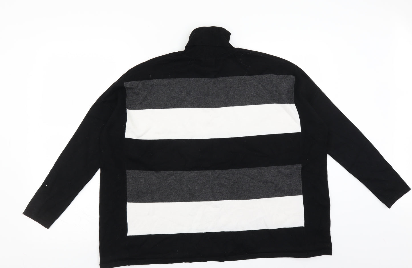 Marble Womens Black Striped  Pullover Jumper Size S