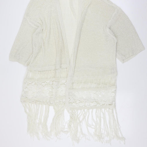 George Womens Ivory   Cardigan Jumper Size XL  - lace and fringe detail