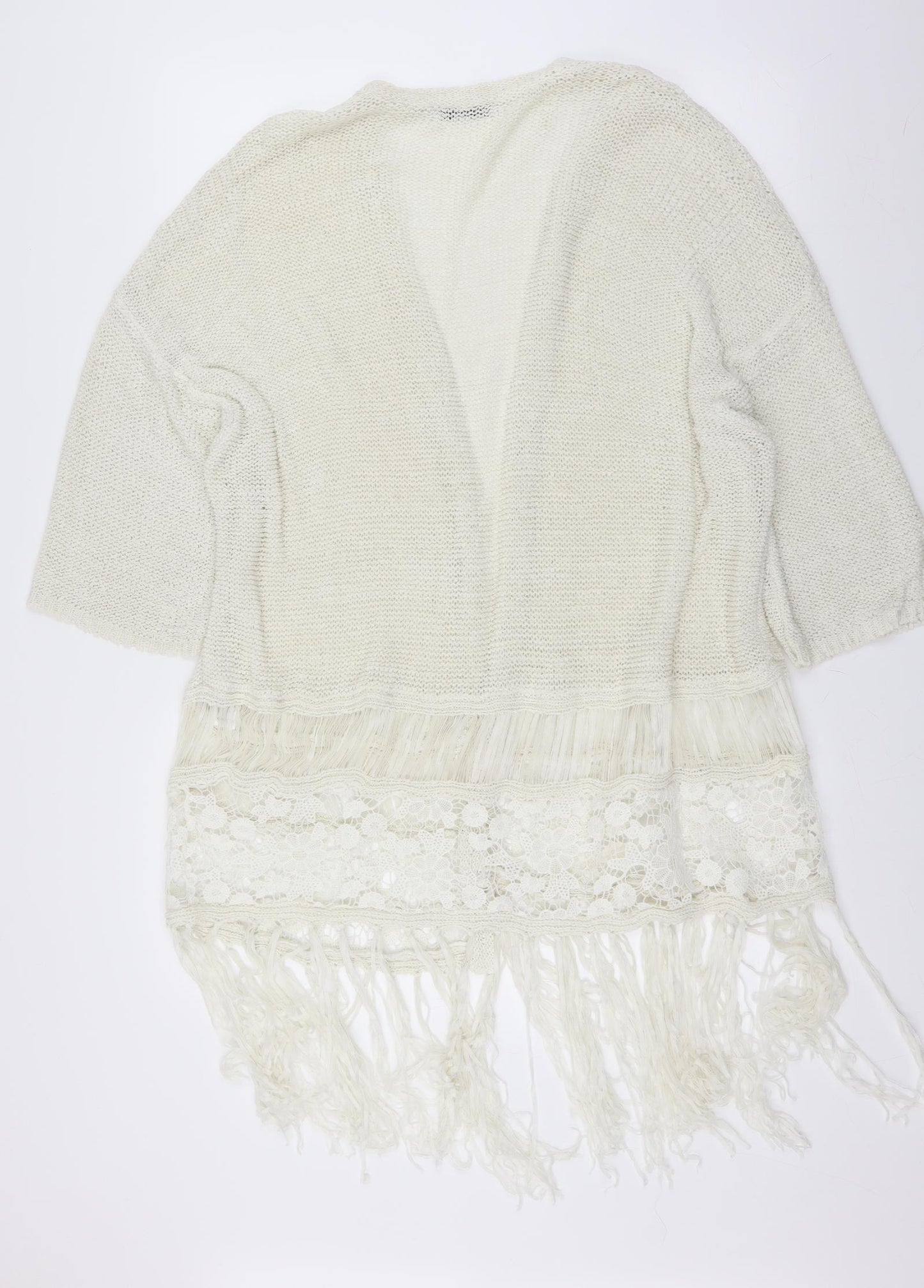 George Womens Ivory   Cardigan Jumper Size XL  - lace and fringe detail