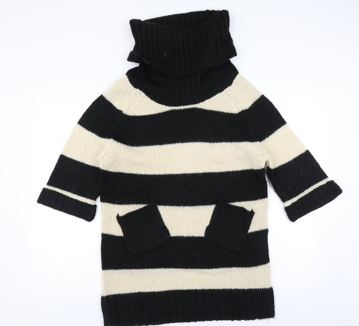 Warehouse Womens Black Striped Pullover Jumper Size 10