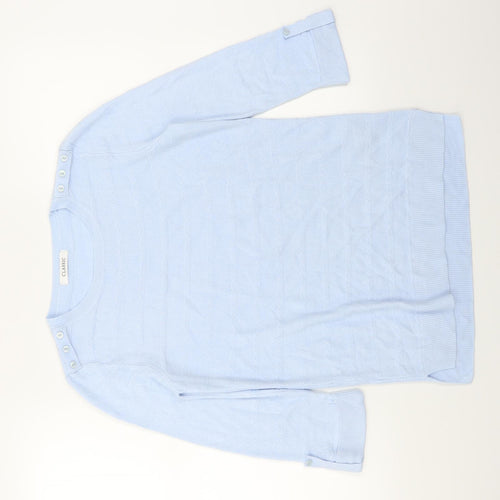 Classic Womens Blue Striped Knit Pullover Jumper Size 8