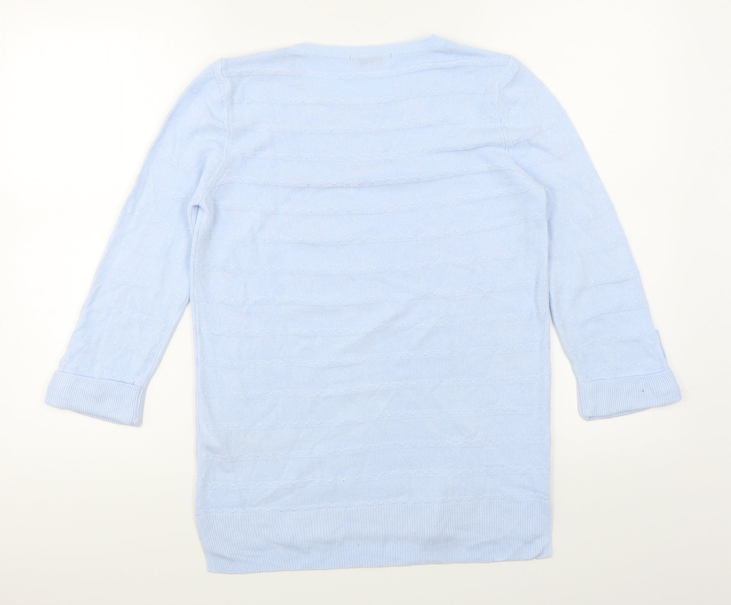 Classic Womens Blue Striped Knit Pullover Jumper Size 8