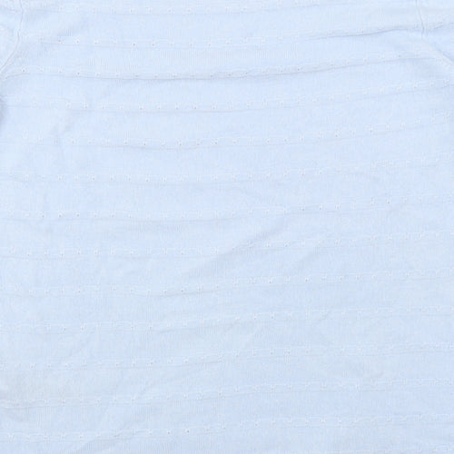 Classic Womens Blue Striped Knit Pullover Jumper Size 8