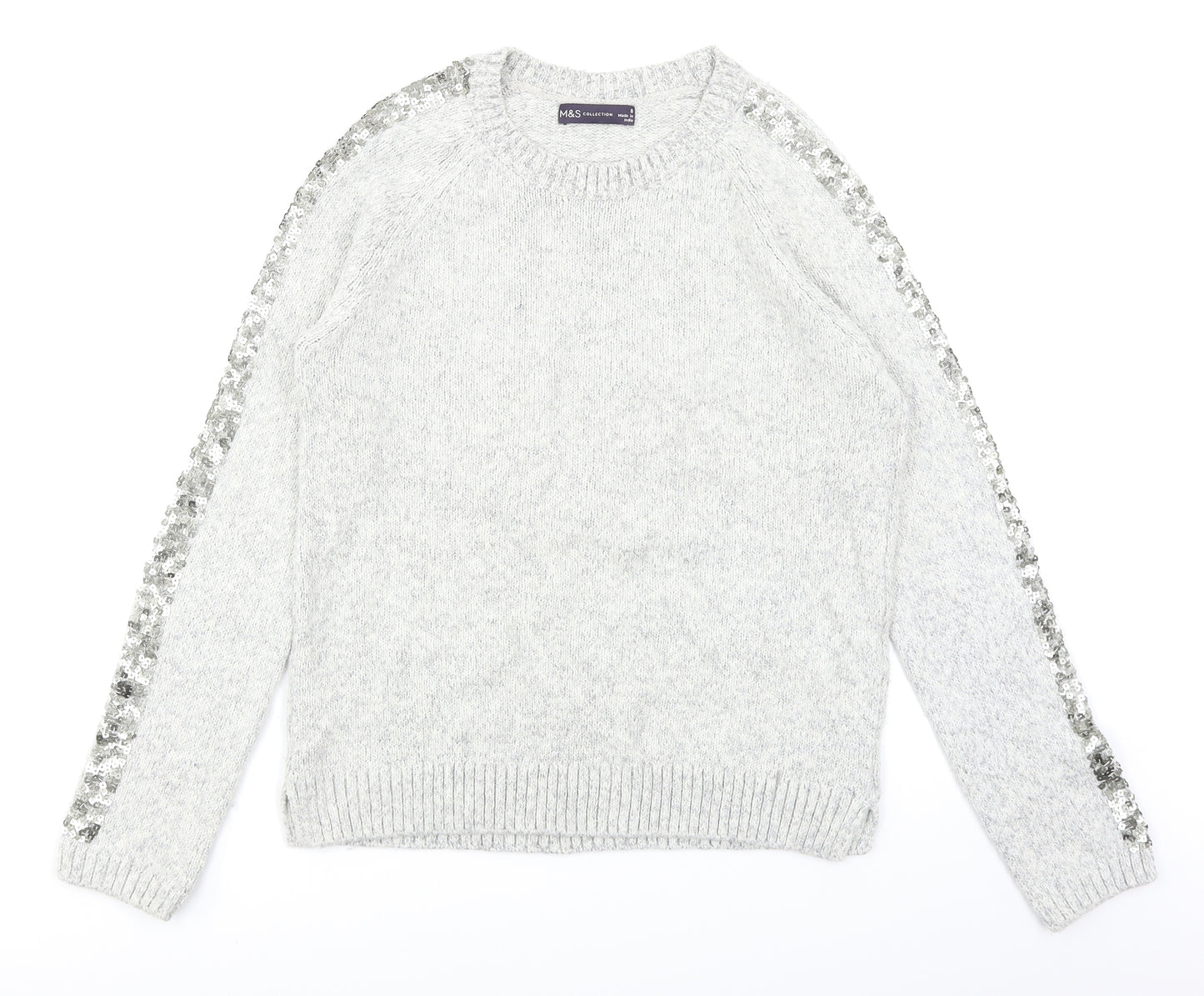 M&S Collection Womens Grey  Knit Pullover Jumper Size 8