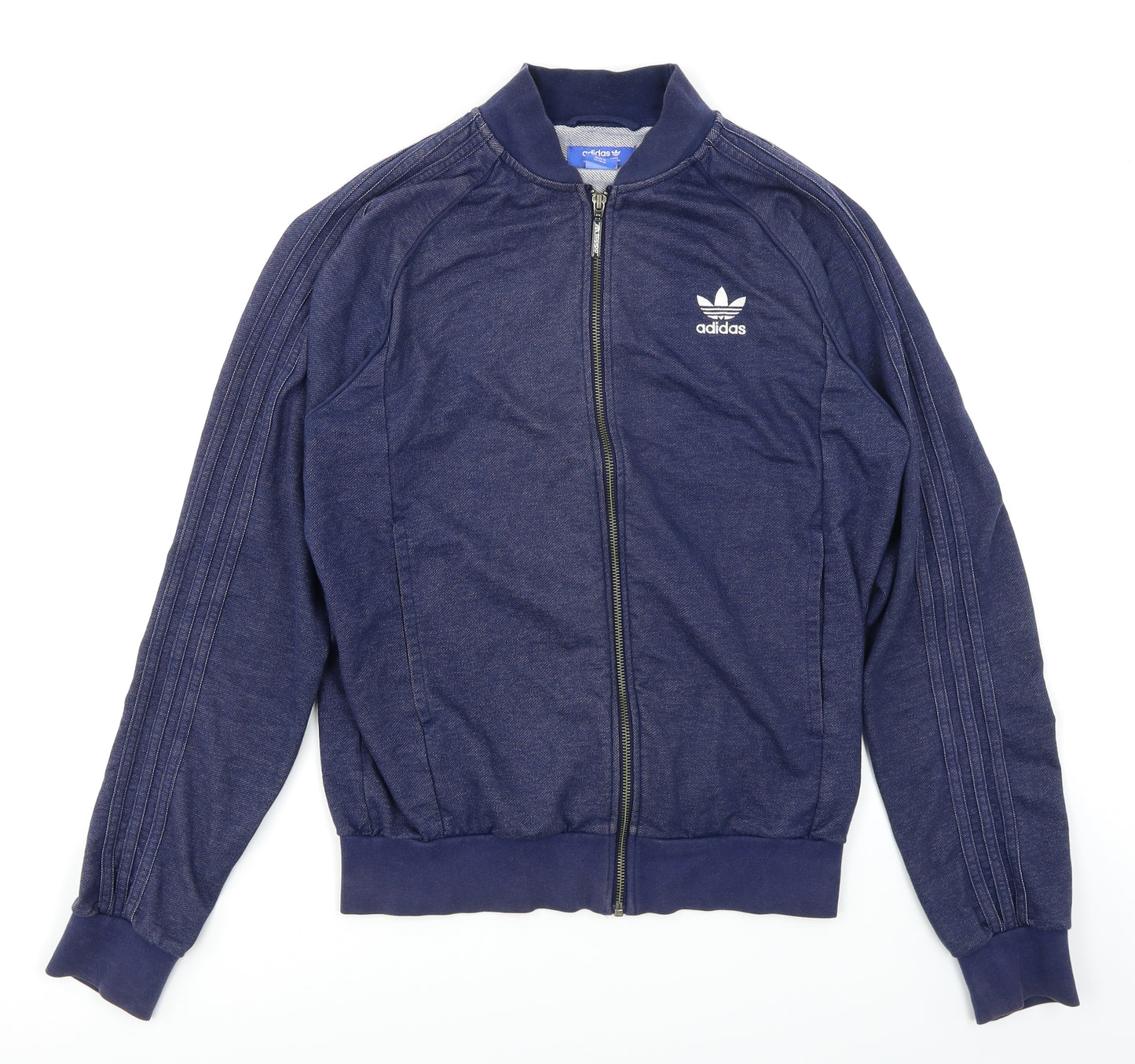 adidas Mens Blue  Denim Full Zip Sweatshirt Size M