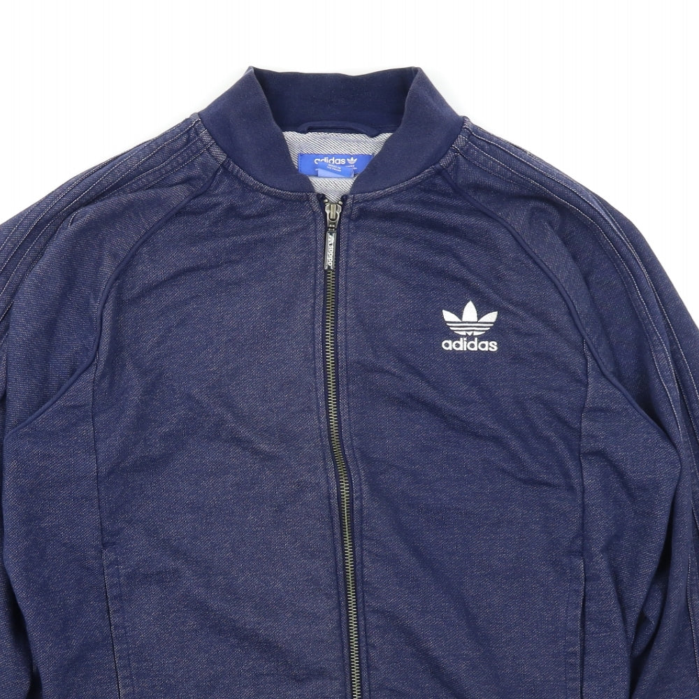 adidas Mens Blue  Denim Full Zip Sweatshirt Size M