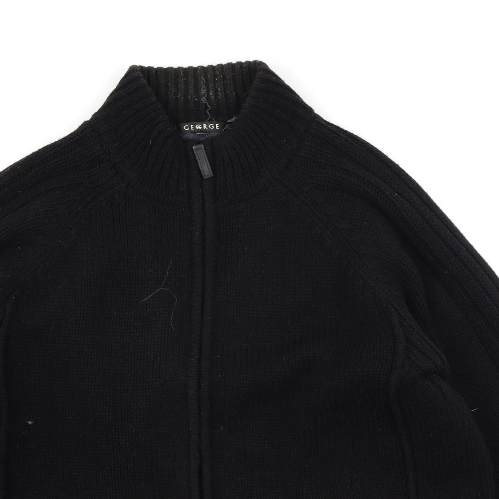 George Mens Black   Full Zip Jumper Size L