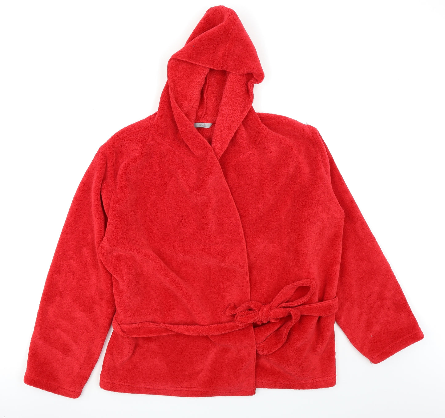 Marks & Spencer Womens Red Solid Fleece Top Robe Size 16