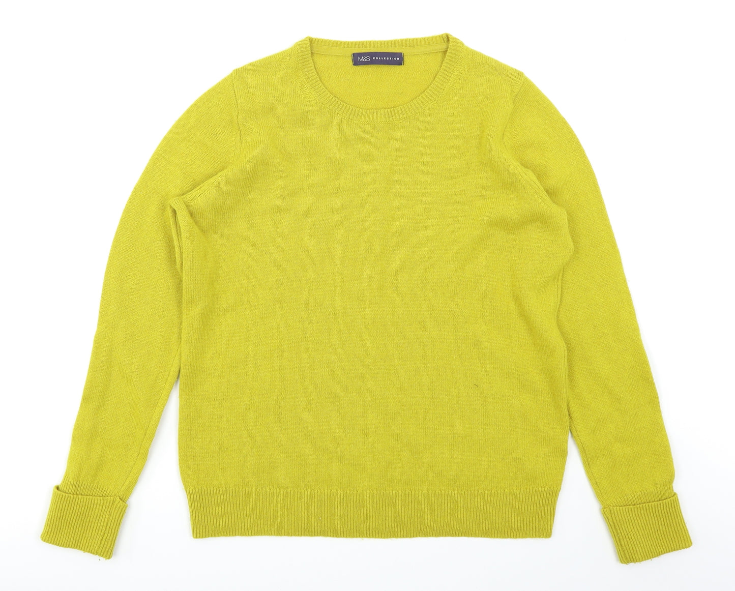 M&S Collection Womens Yellow  Knit Pullover Jumper Size 12