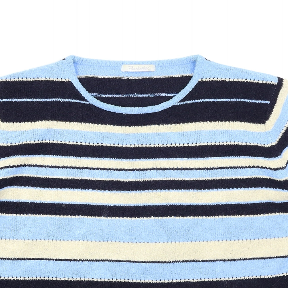 Berketex Womens Blue Striped Knit Pullover Jumper Size 18