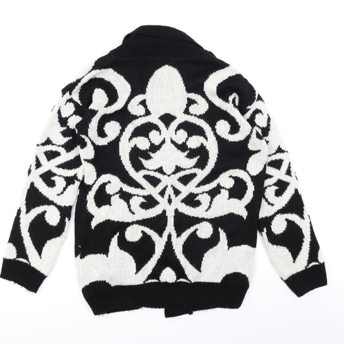 Internacionale Womens Black Paisley Knit Cardigan Jumper Size M