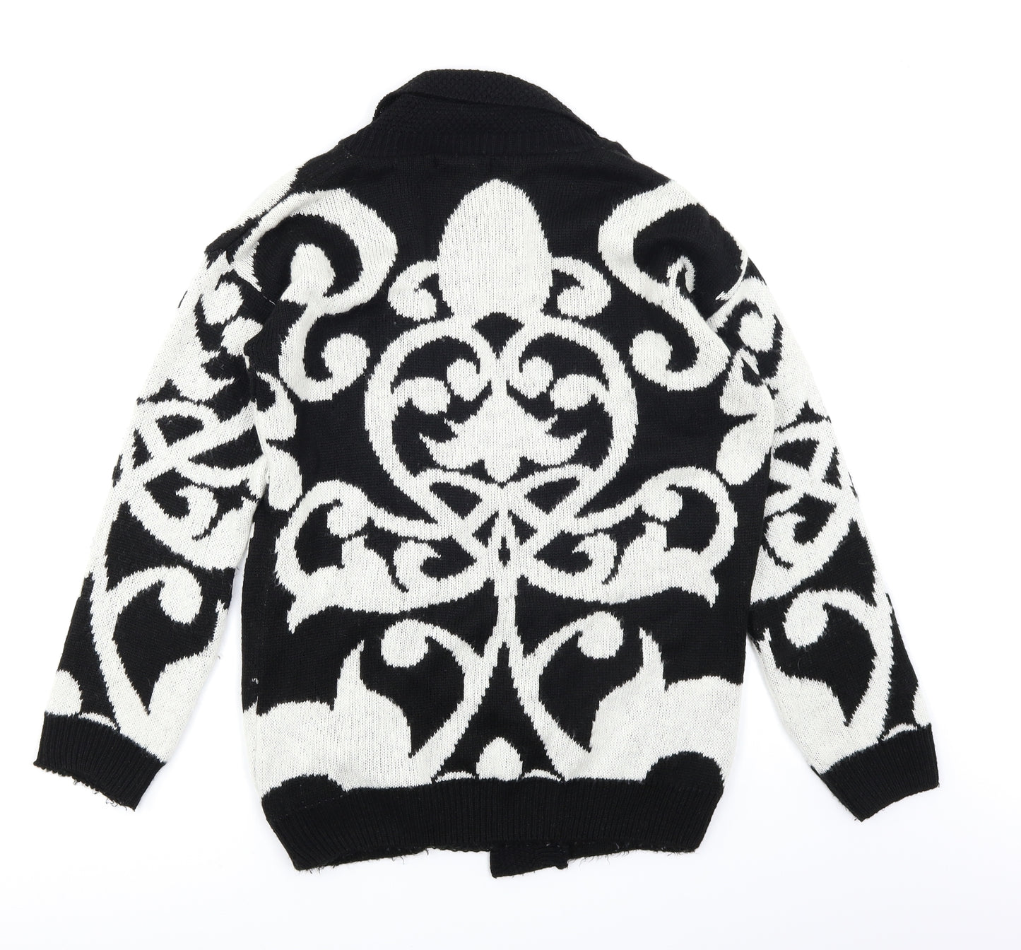 Internacionale Womens Black Paisley Knit Cardigan Jumper Size M
