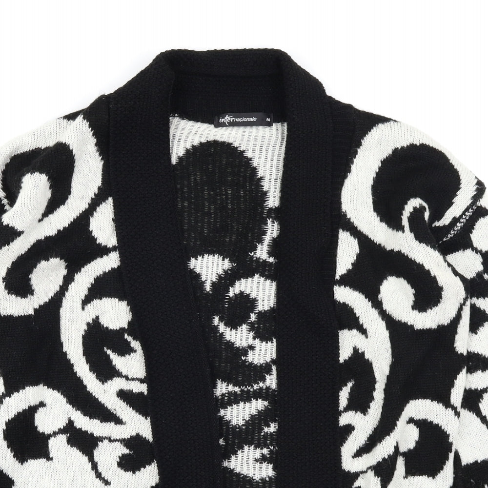 Internacionale Womens Black Paisley Knit Cardigan Jumper Size M