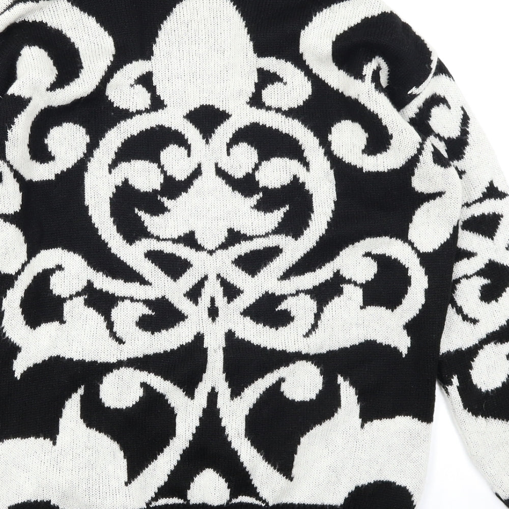 Internacionale Womens Black Paisley Knit Cardigan Jumper Size M