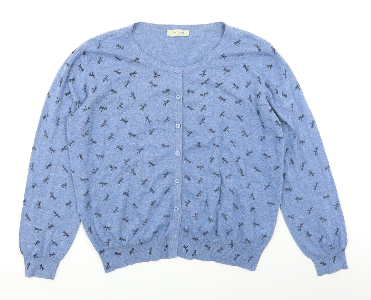 Atmosphere Womens Blue Polka Dot Knit Cardigan Jumper Size 20  - Dragonfly
