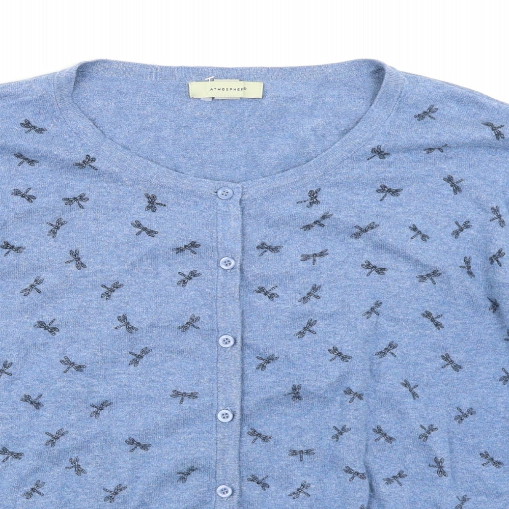 Atmosphere Womens Blue Polka Dot Knit Cardigan Jumper Size 20  - Dragonfly