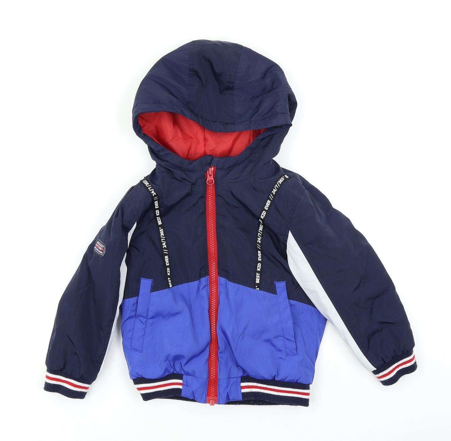 George Boys Blue Colourblock  Rain Coat Coat Size 2-3 Years