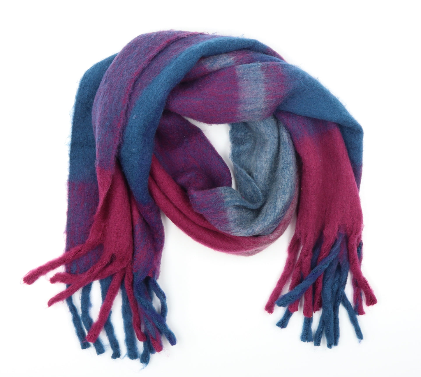 Preworn Womens Purple Plaid Knit  Scarf