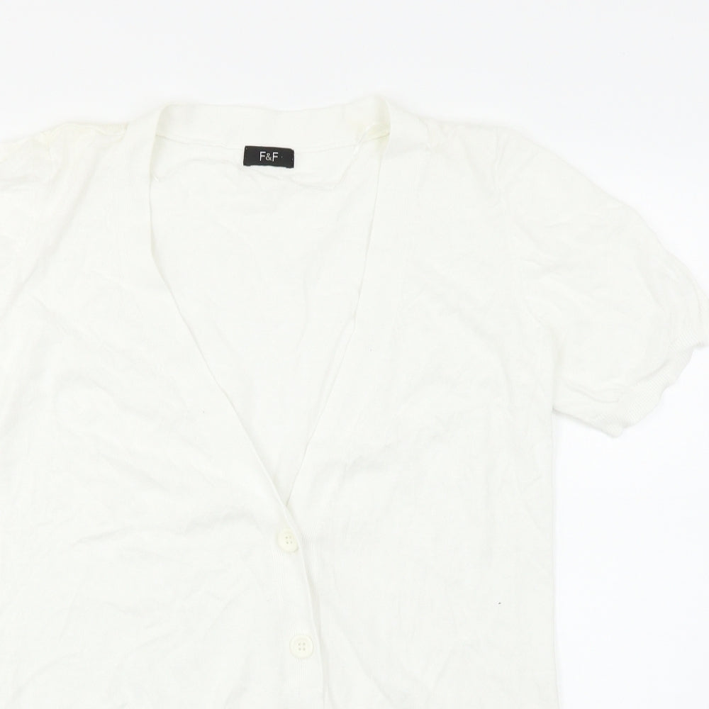 F&F Womens White  Knit Cardigan Jumper Size 18