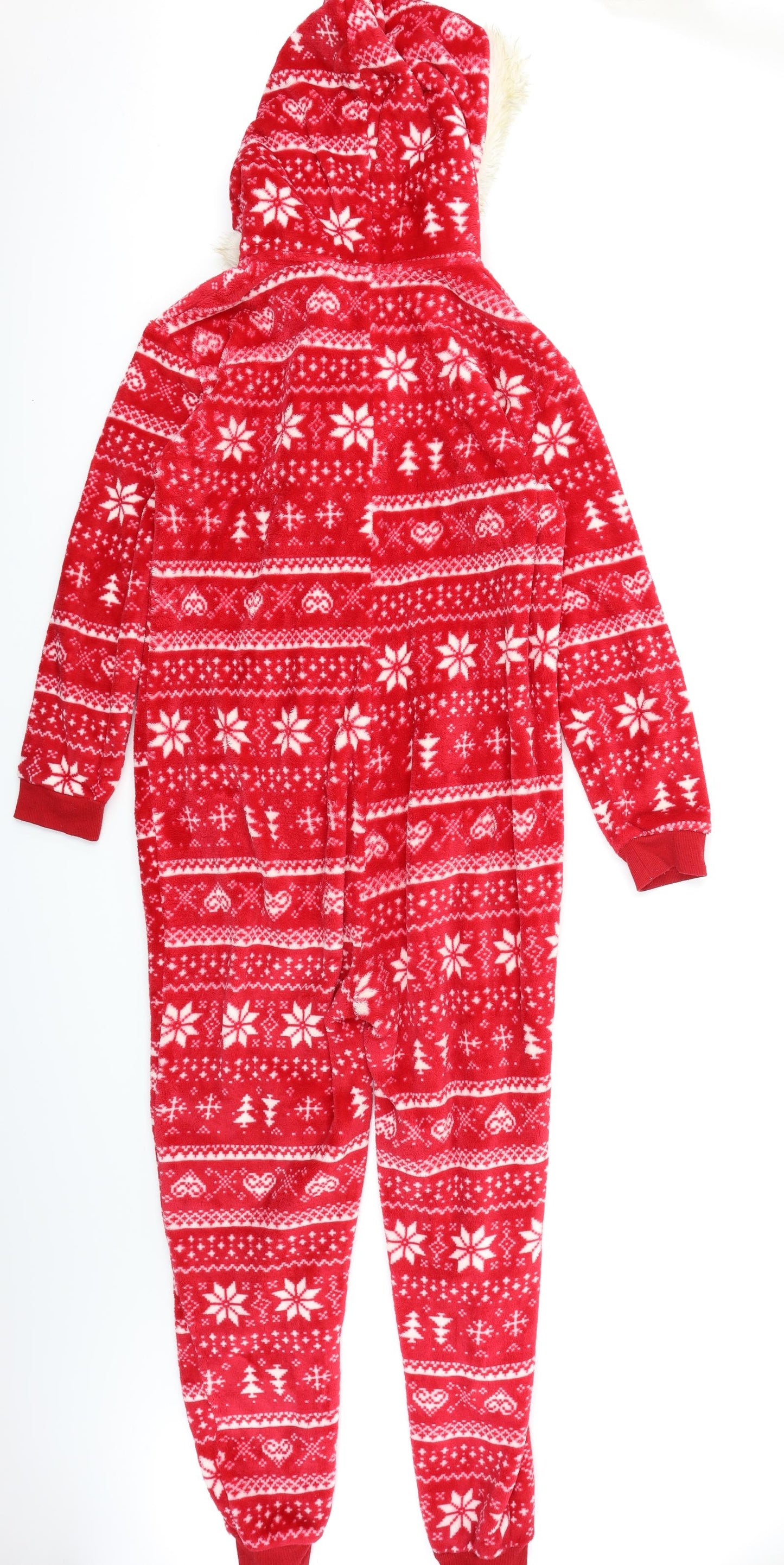 Matalan Womens Red Fair Isle Fleece Top One Piece Size S