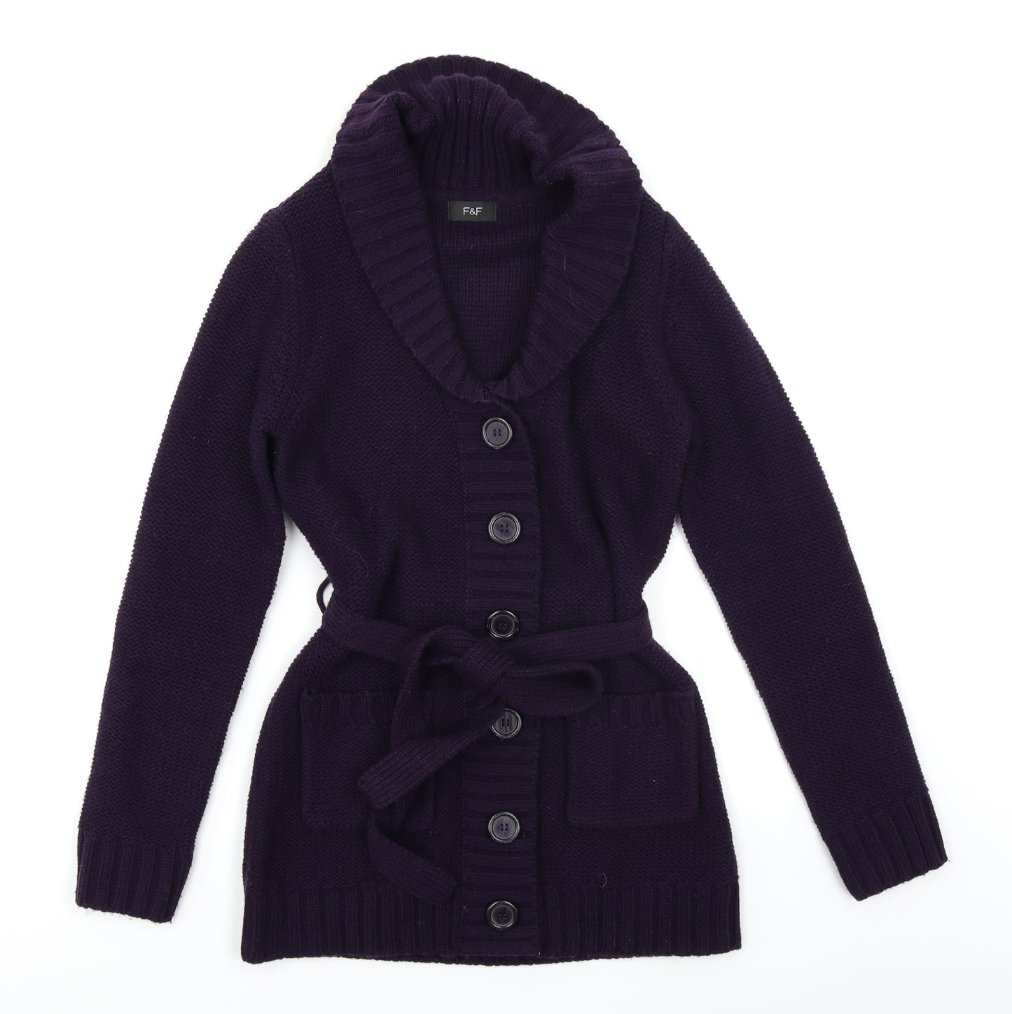 F&F Womens Purple  Knit Cardigan Jumper Size 8