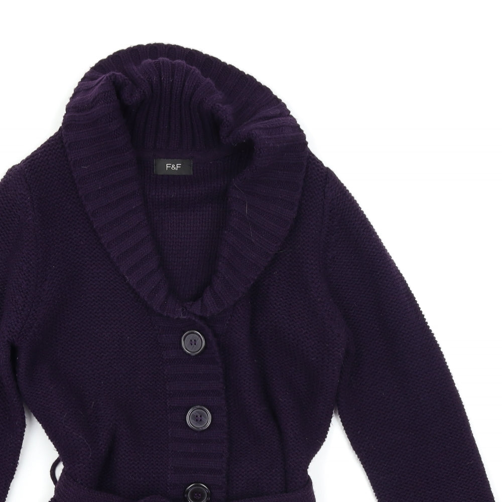 F&F Womens Purple  Knit Cardigan Jumper Size 8