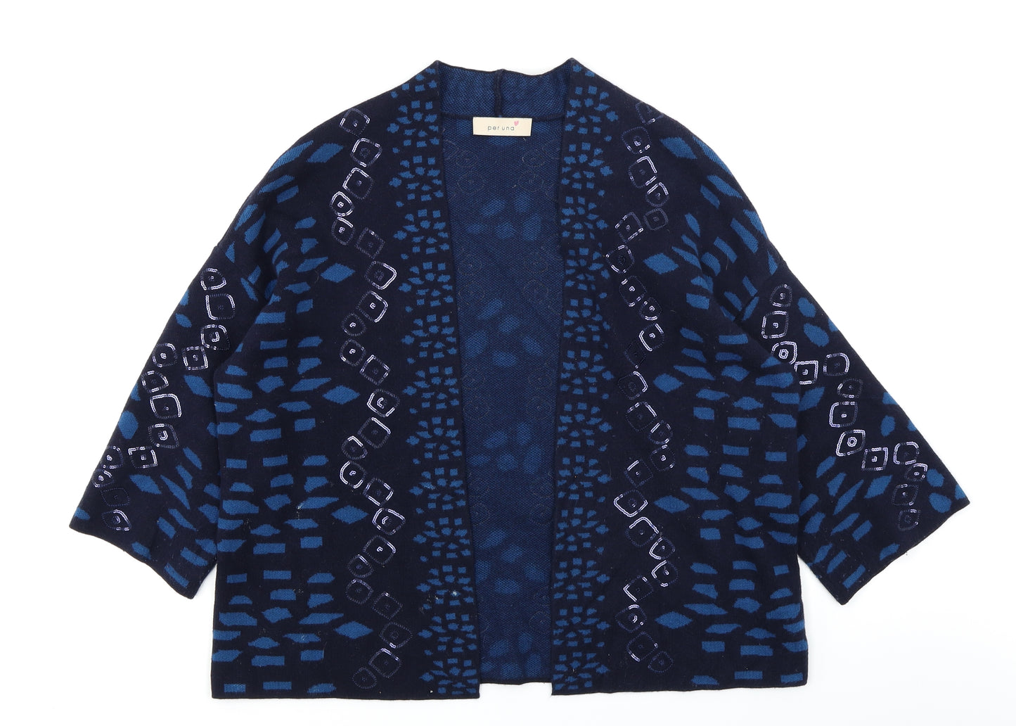 Per Una Womens Blue Animal Print  Cardigan Jumper Size S