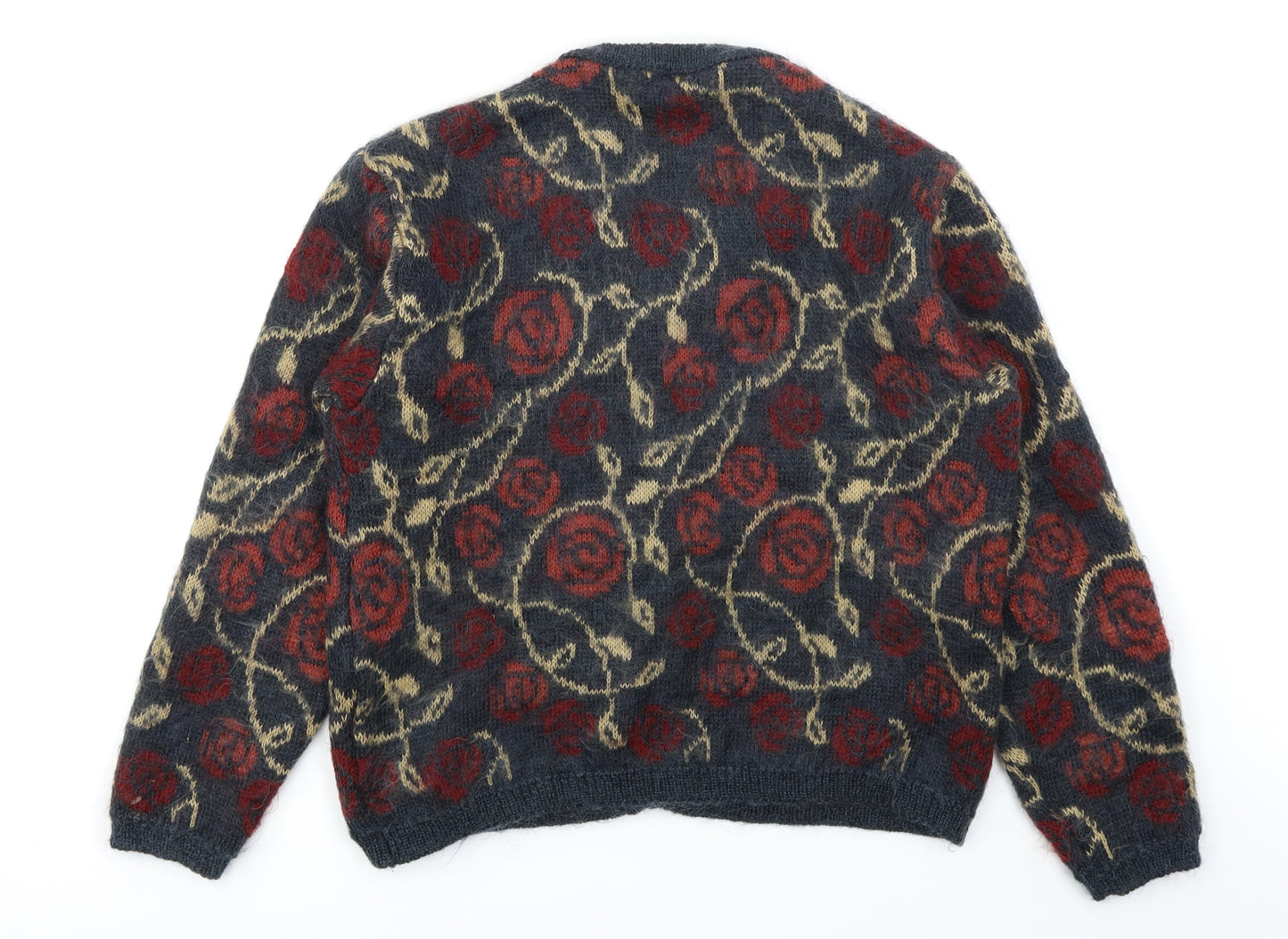 EWM Womens Blue Floral  Cardigan Jumper Size M