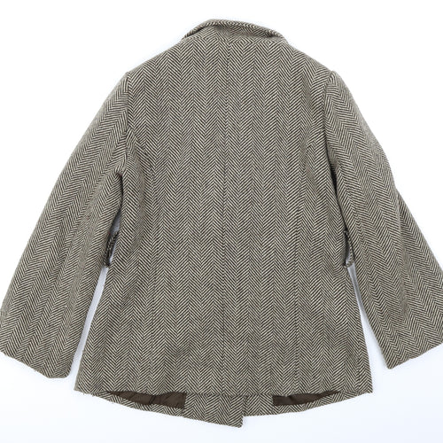 Papaya Womens Brown Herringbone  Overcoat Coat Size 12