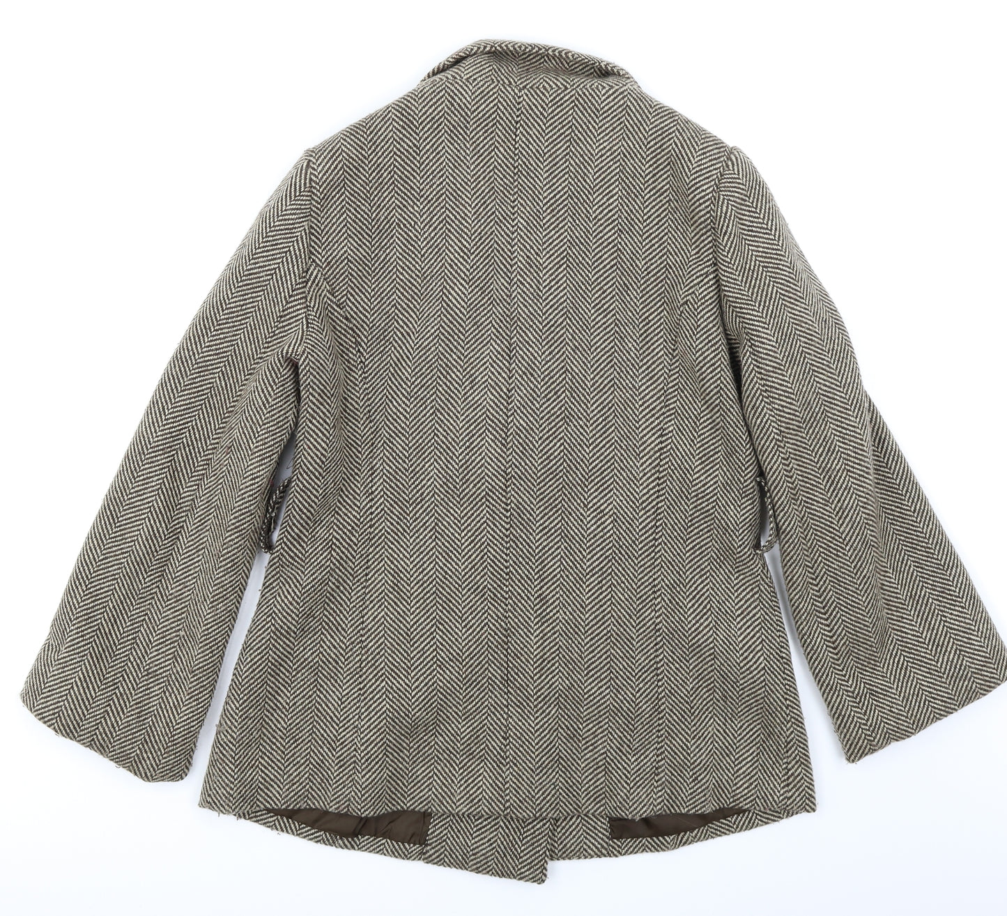 Papaya Womens Brown Herringbone  Overcoat Coat Size 12