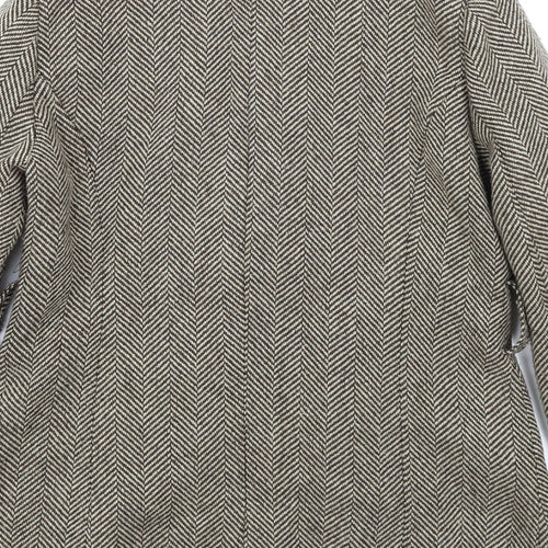 Papaya Womens Brown Herringbone  Overcoat Coat Size 12