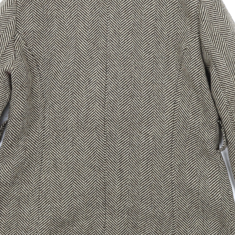 Papaya Womens Brown Herringbone  Overcoat Coat Size 12