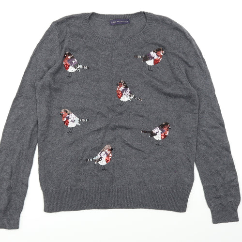 M&S Collection Womens Grey   Pullover Jumper Size M  - Robin