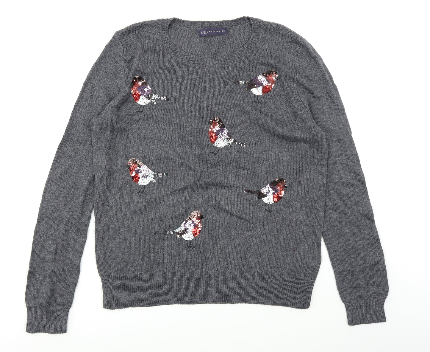 M&S Collection Womens Grey   Pullover Jumper Size M  - Robin