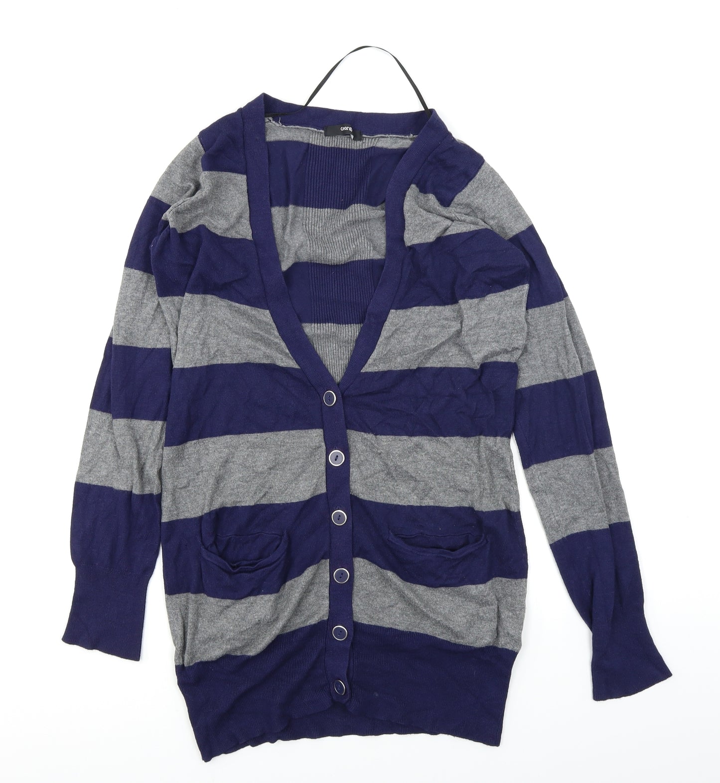 George Womens Blue Striped  Cardigan Jumper Size 12