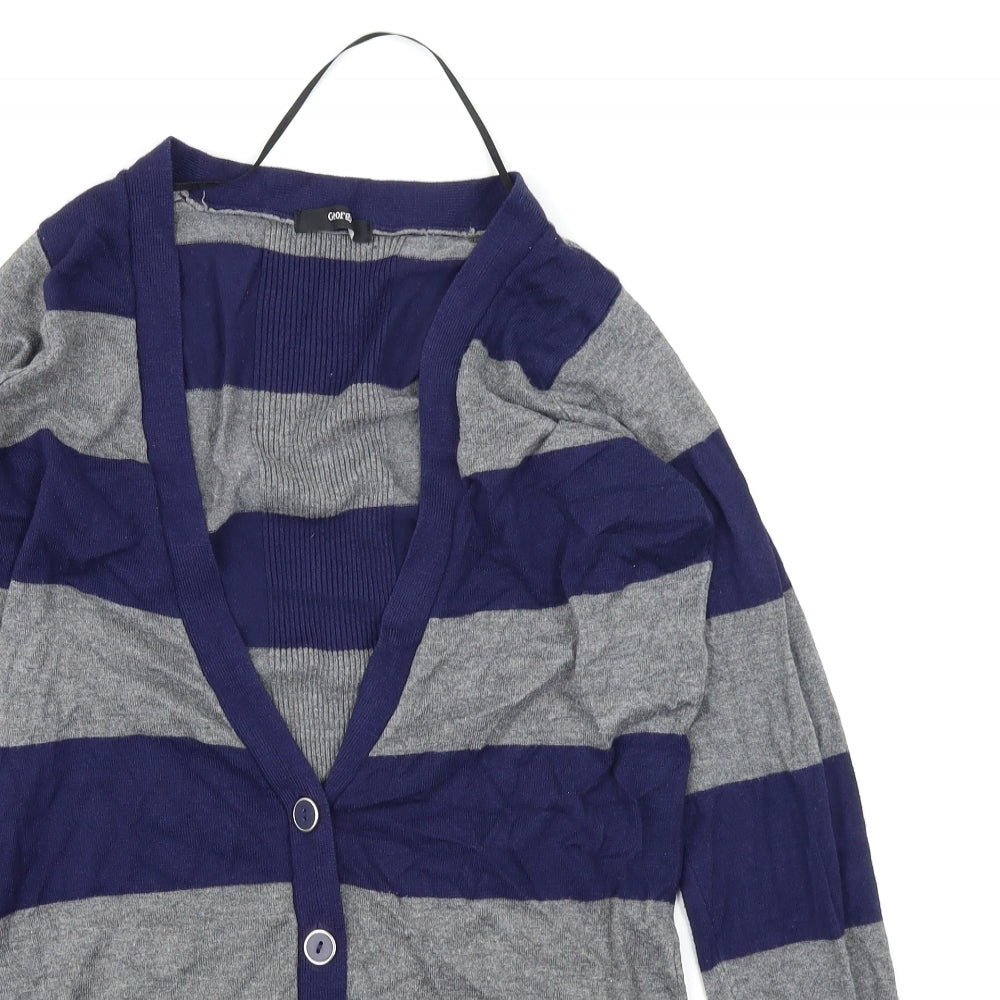 George Womens Blue Striped  Cardigan Jumper Size 12