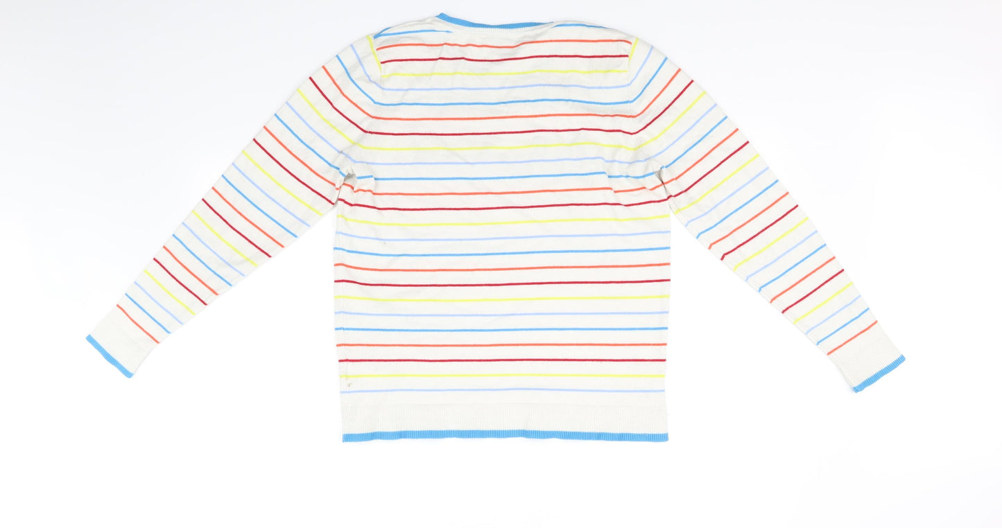 NEXT Womens White Striped  Pullover Jumper Size 12  - weekend