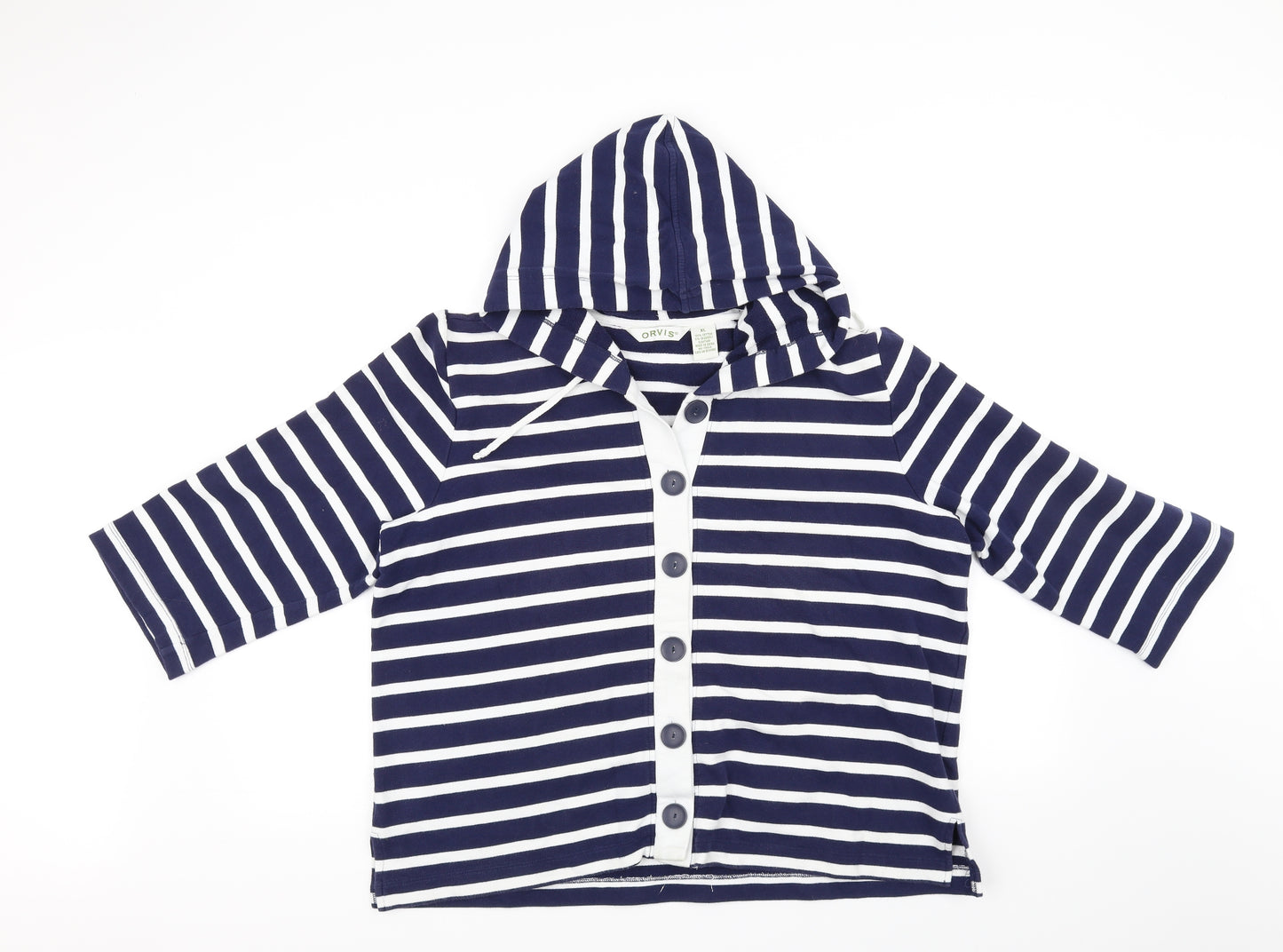 Orvis Womens Blue Striped  Cardigan Jumper Size XL