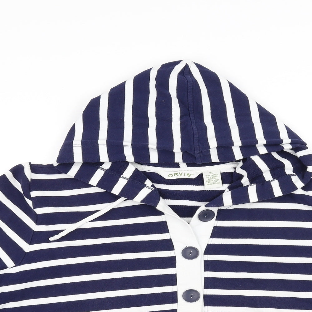 Orvis Womens Blue Striped  Cardigan Jumper Size XL