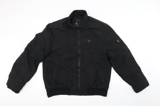 Front view of UrbanSpirit men’s black houndstooth jacket, size L