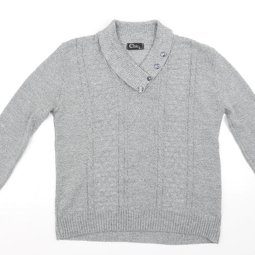 CHIC Womens Grey   Pullover Jumper Size M