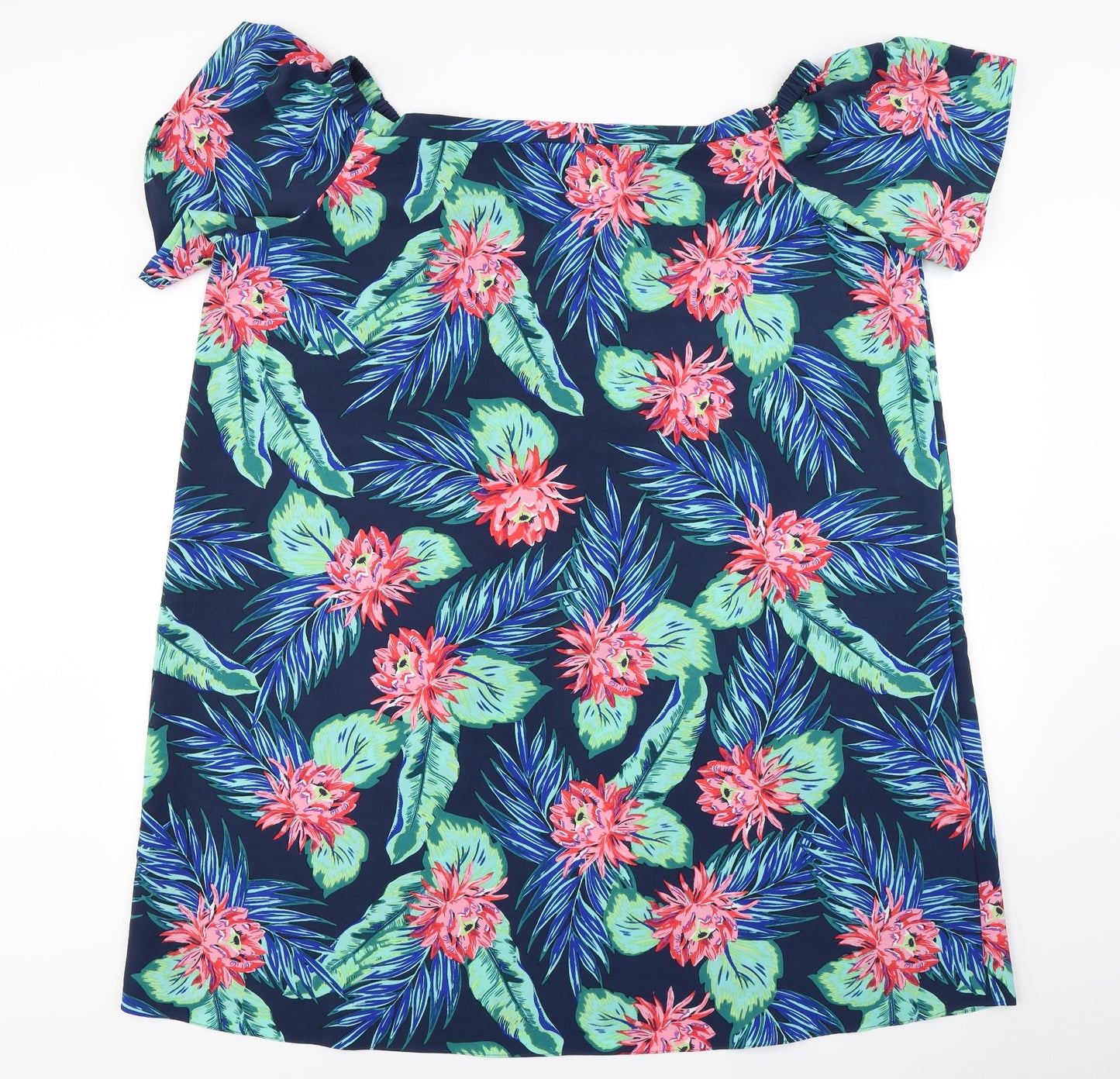 George  Womens Blue Floral  Basic Blouse Size 24