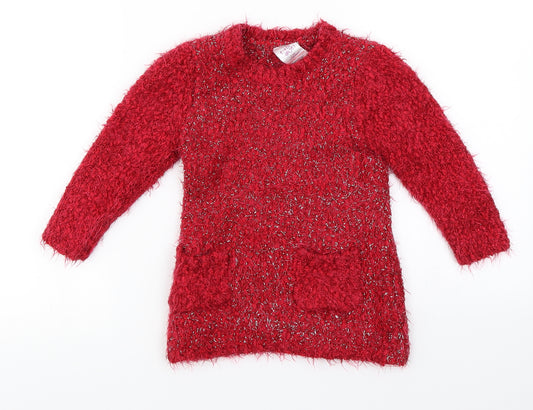 Front view of Evie Angel girls’ red jumper, size 2, years